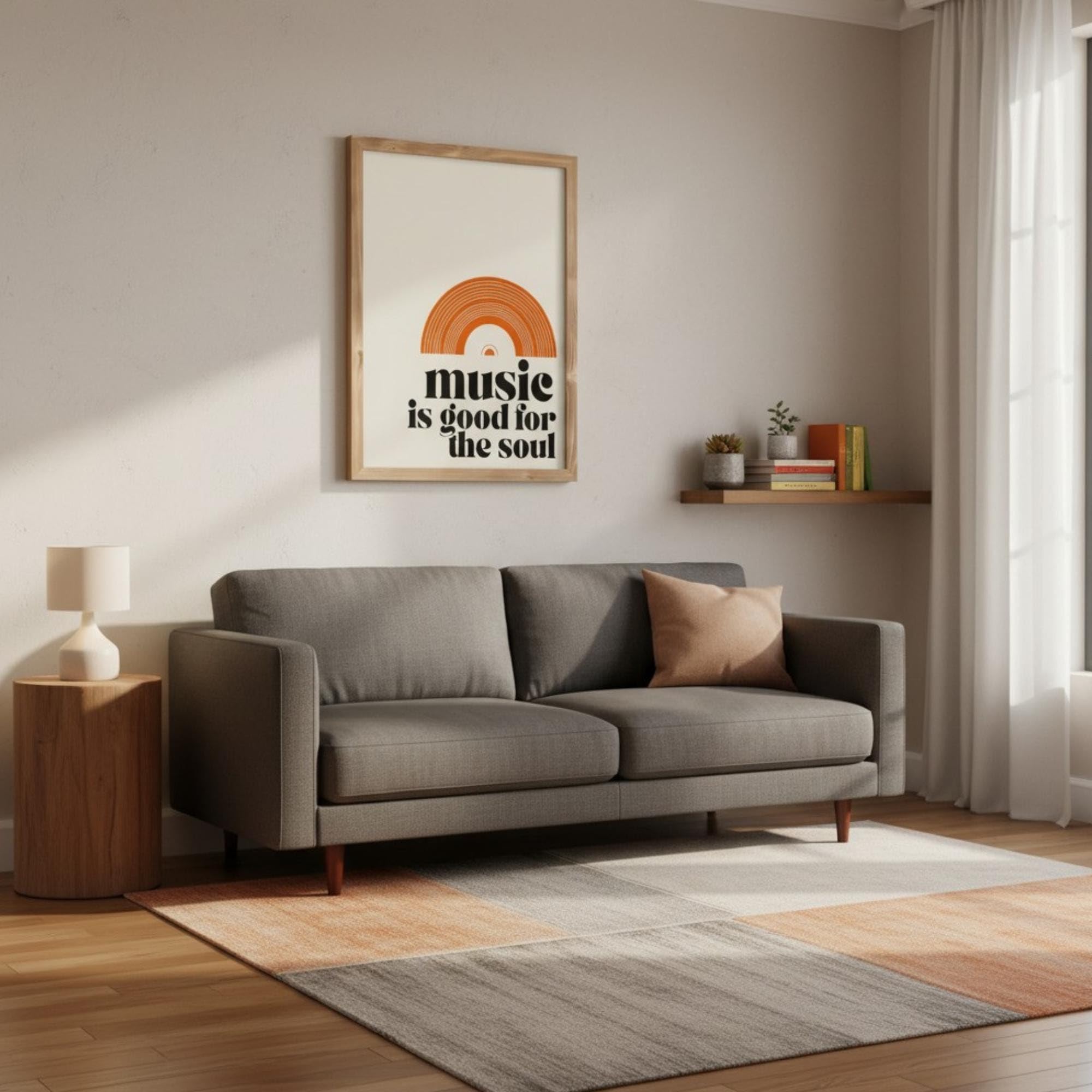 LMYCHENG Poster La musica fa bene all'anima, stampe su tela con citazioni retrò, dipinti artistici a tema musicale per ufficio, soggiorno e arredamento (70x100 cm/cornice interna)