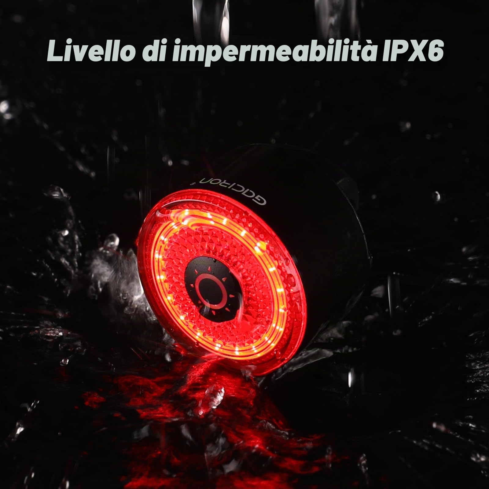 Gaciron Loop-100 Luce Posteriore Bici,Con Sensore Di Frenata Intelligente,Luci Bici In Lega Alluminio Con Supporto Magnetico,100lm Alta Luminosità,Luci Bicicletta Led Ricaricabile