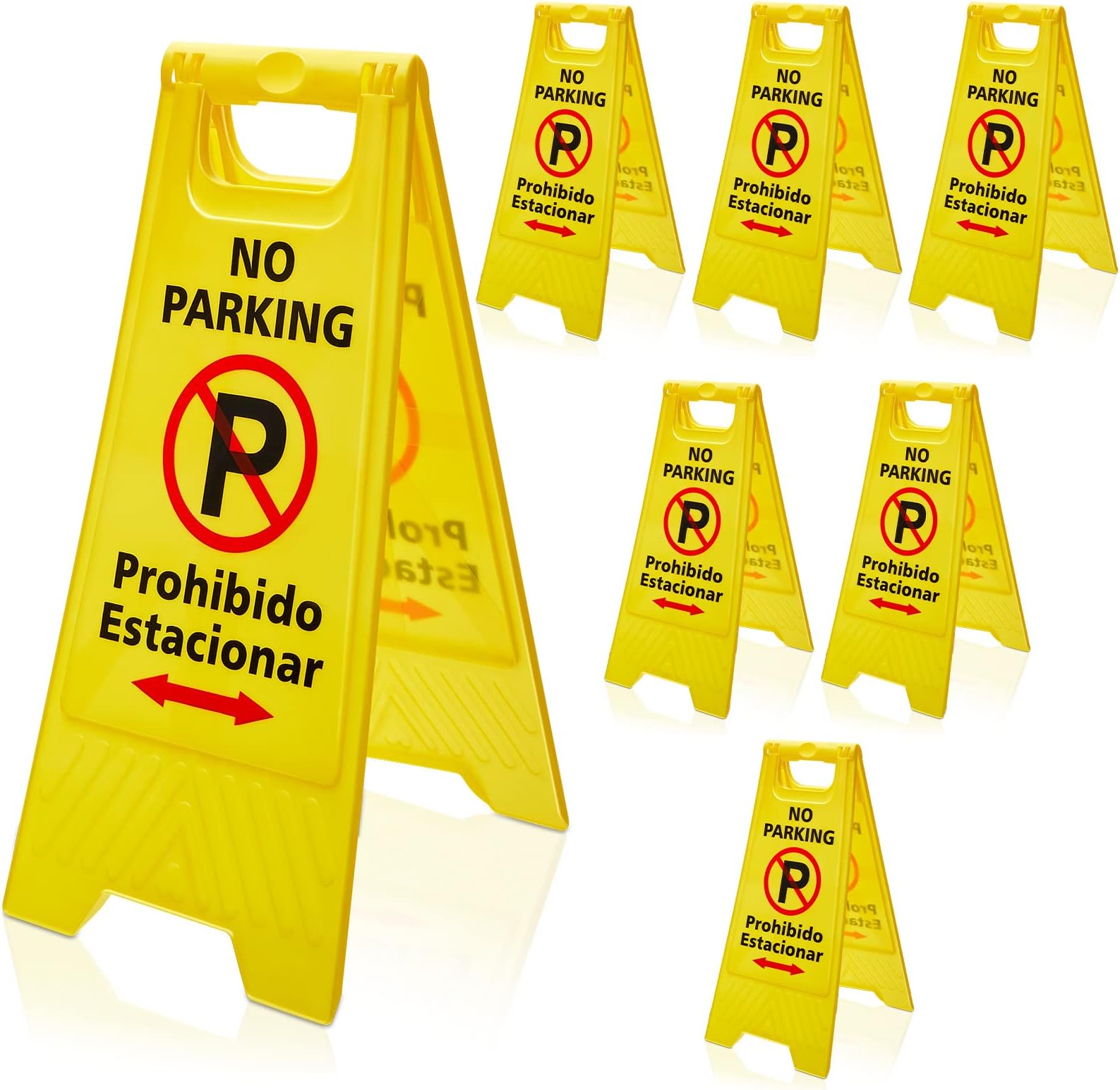 Pack of 6 Two Sided No Parking Signs Outdoor Folding Floor Sign for No Parking Plastic Self Standing No Parking Sign for Restaurants Business Lots