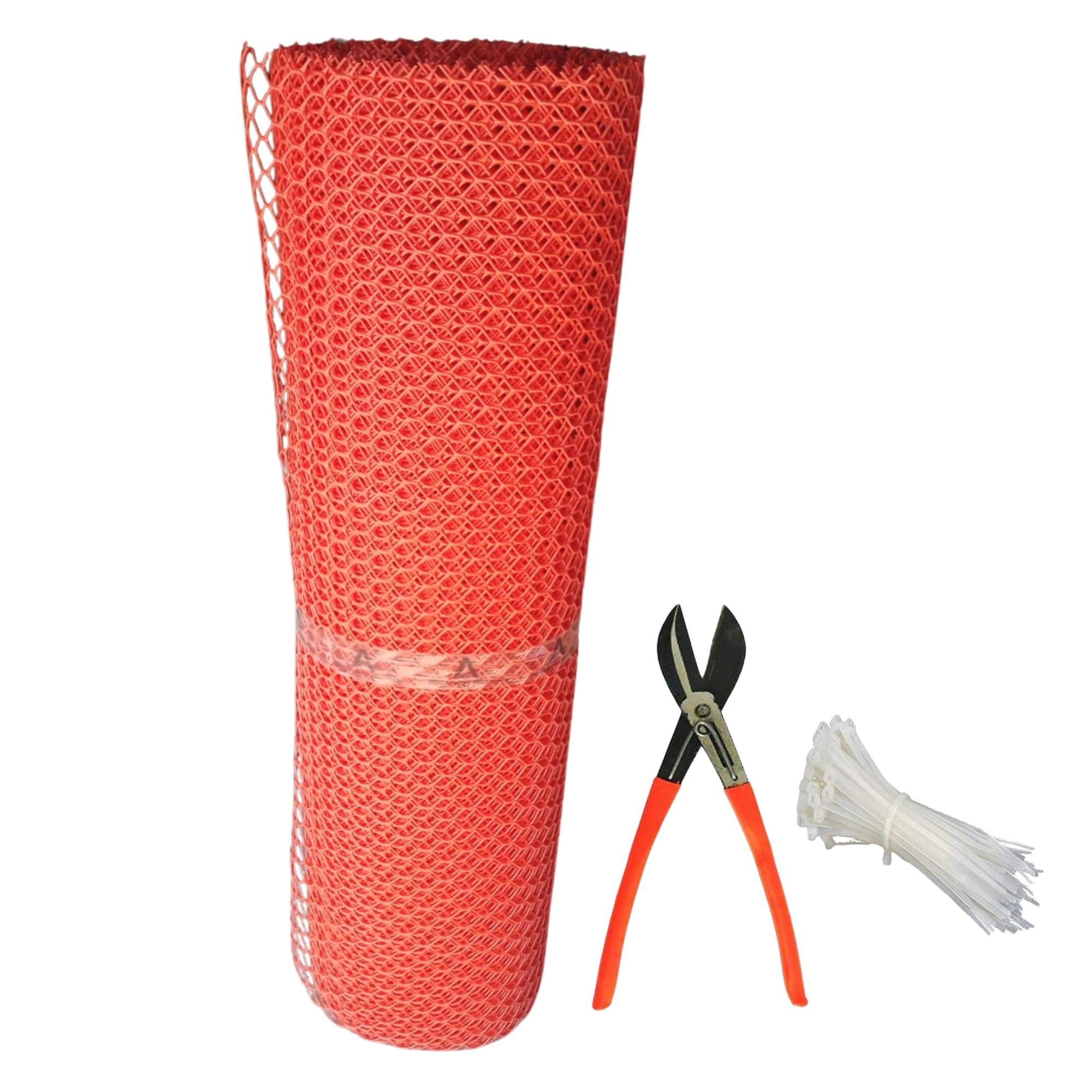 Singhal Tree Guard Net, Garden Fencing Net Virgin Plastic with 1 Cutter and 50 PVC Tags (Red, 4 ft x 5 ft)