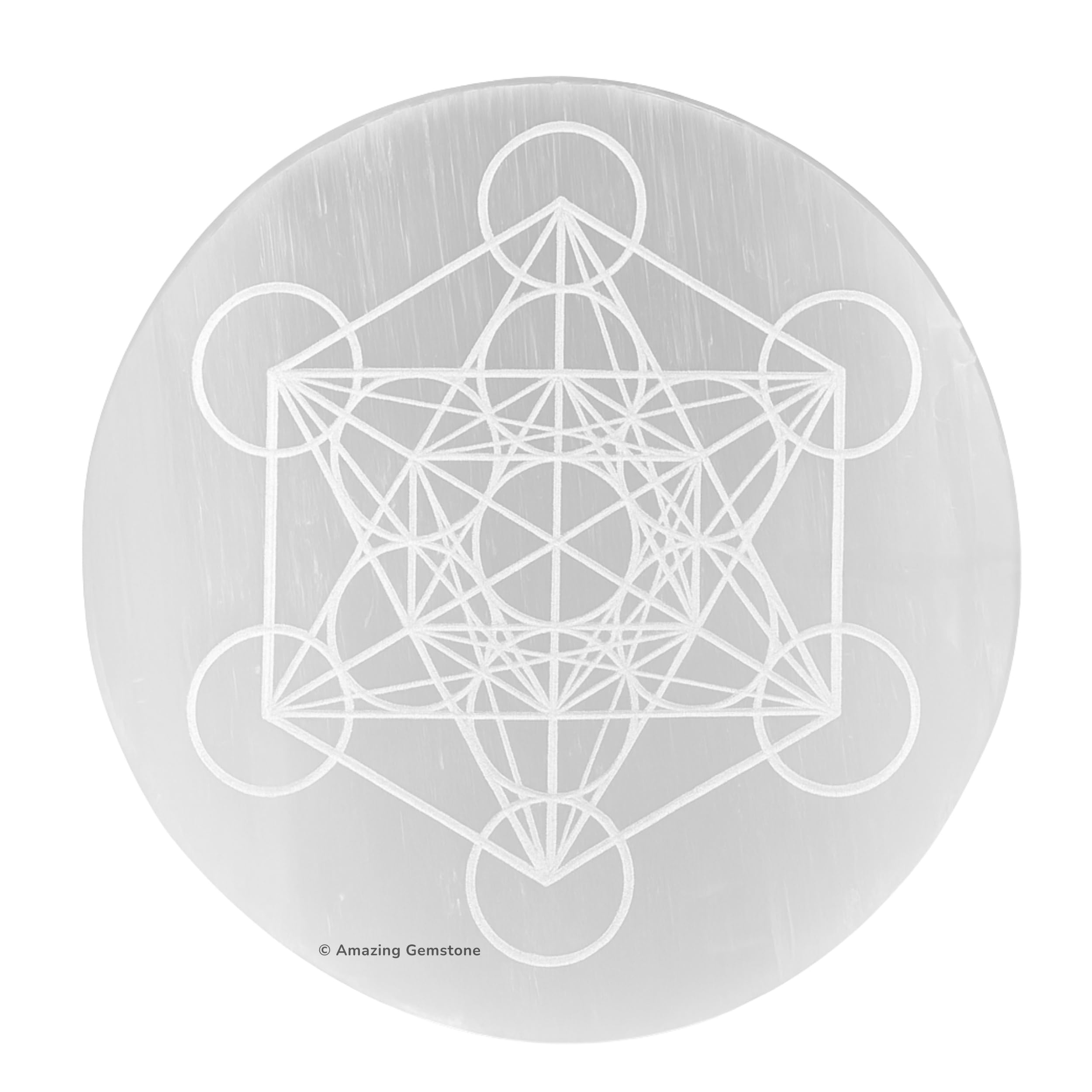 Photo 1 of [DAMAGED] Amazing Gemstone Selenite Crystal Charging Plate, Metatron Cube, 4 Inch