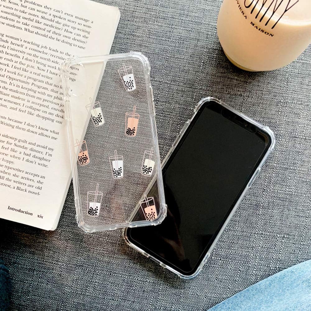 UnnFiko 3D Cartoon Case Compatible with iPhone 11, Super Cute Bubble Tea Soft Silicone Rubber Bumper Cover Cool Fun Protective Case (Clear, iPhone 11)