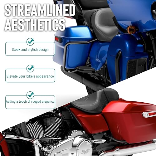 Miniatura 5 de MoKitDora Barras protectoras para alforjas traseras Touring compatibles con Harley Street Road Electra Glide Road King 2014 en adelante, color negro