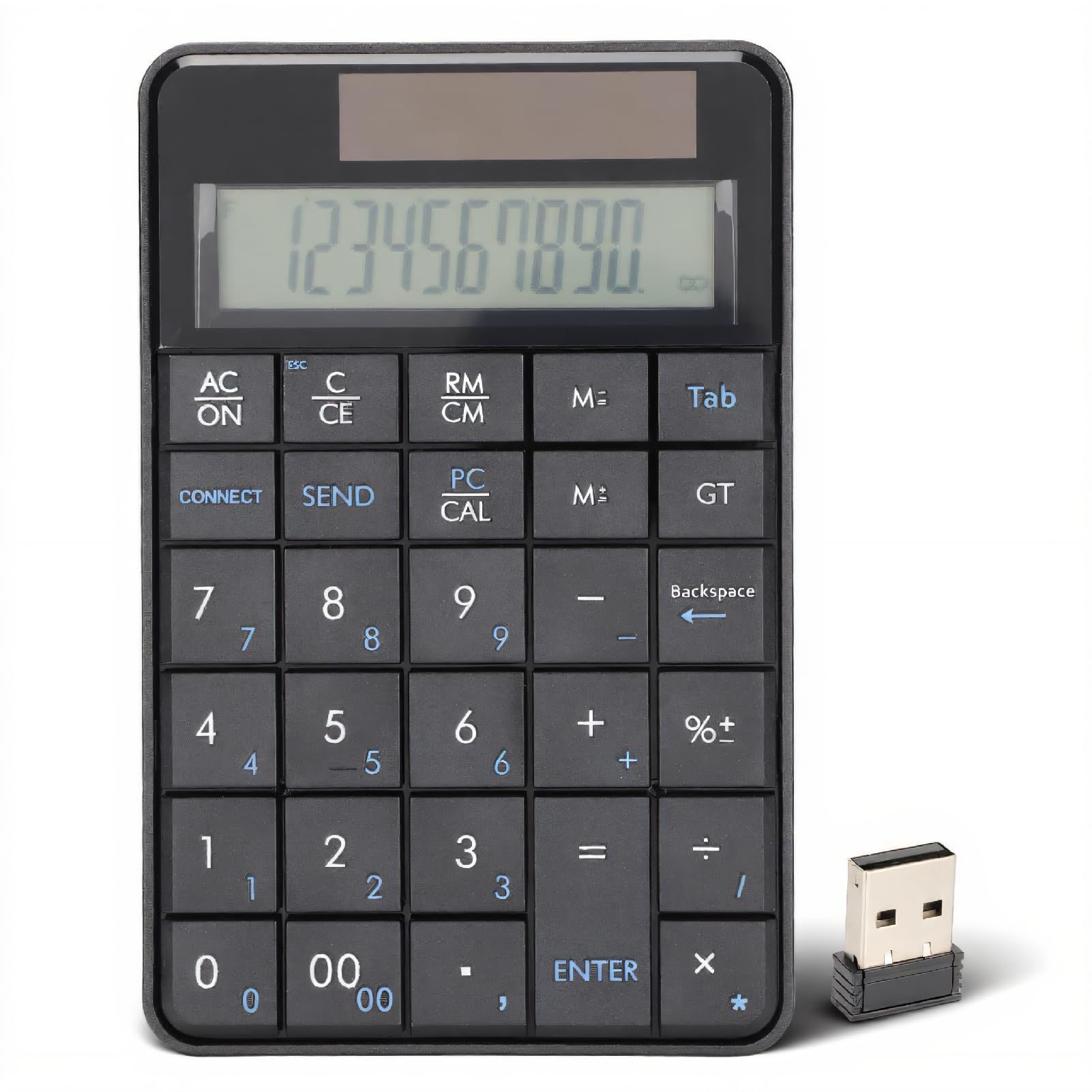 Calculator with Numeric Keyboard, 2 in 1, 29 Keys, 2.4 GHz Ergonomic USB Wireless Numeric Keyboard, Solar Charging Calculator, for Laptops, Banks, Schools, Businesses-image-16