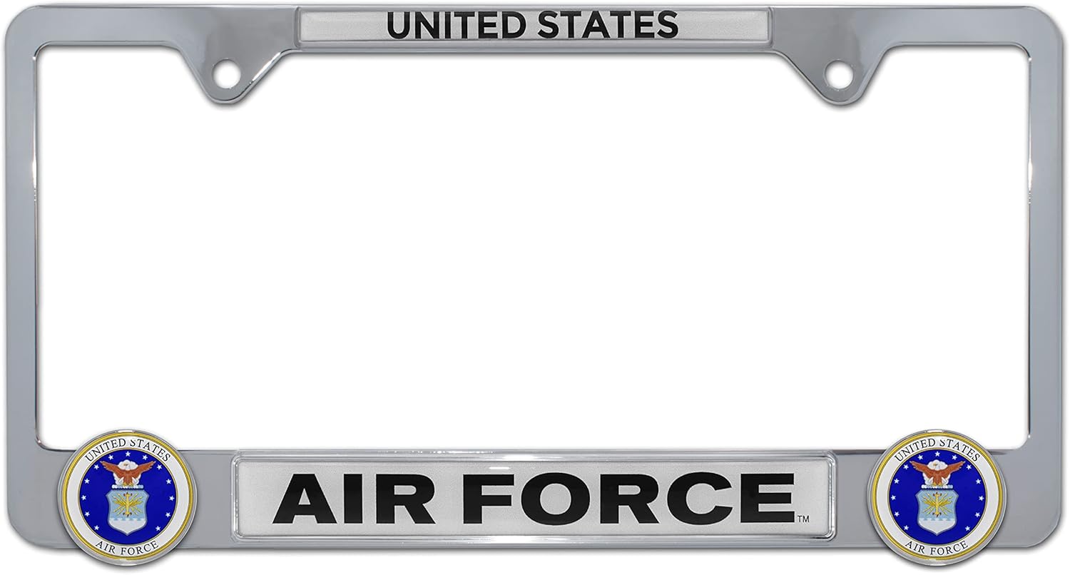 Elektroplate Officially Licensed – United States Air Force USAF Crest Black Metal Standard Premium 3D License Plate Frame Tag Holder for Cars/SUVs/Trucks Weather-Proof Automotive Accessory