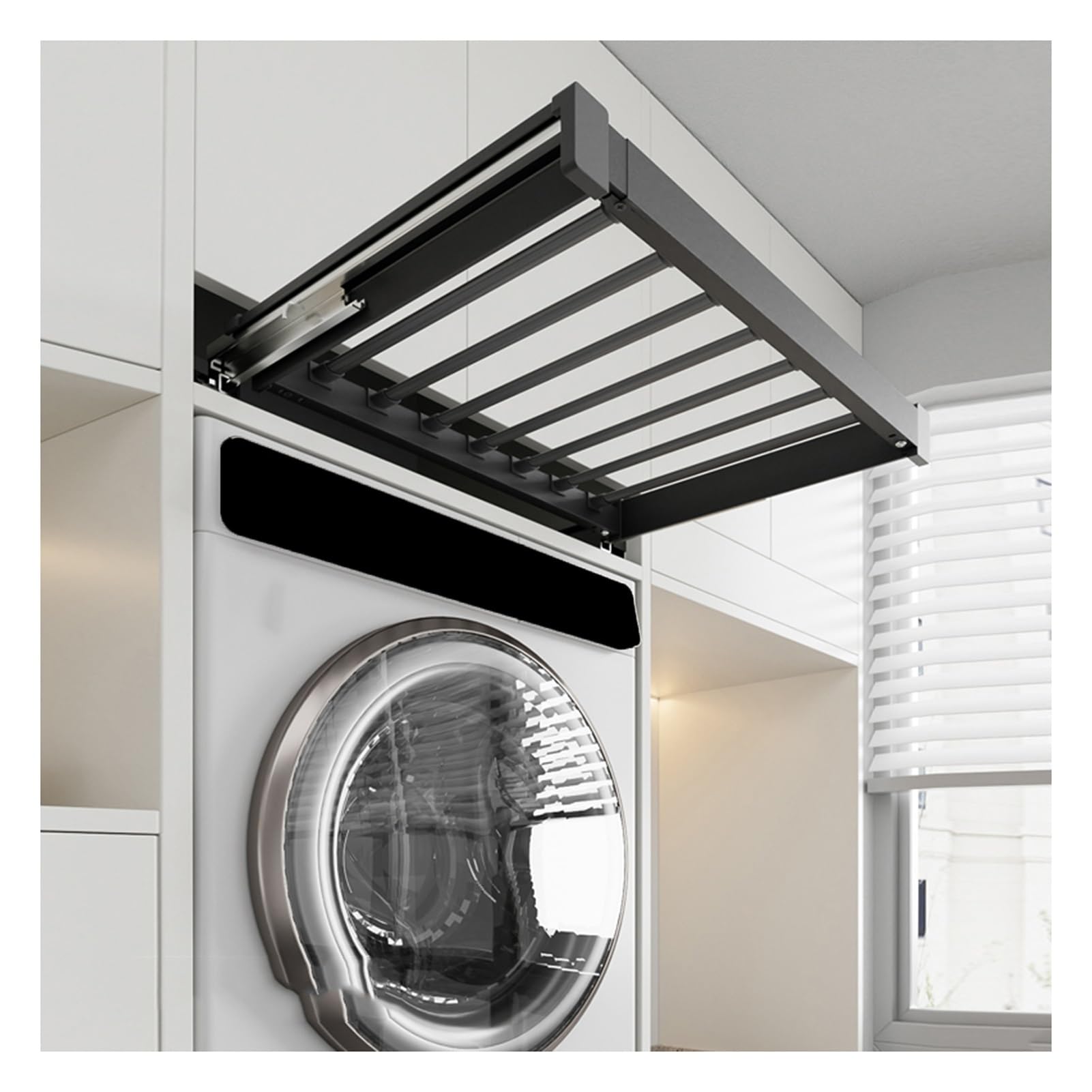 SWENEEN Hidden Drying Pull-Out Pants Rack,Washing Machine Built-In Wardrobe Basket,Invisible Retractable Sliding Laundry Rack,Color 1-48x51-56cm