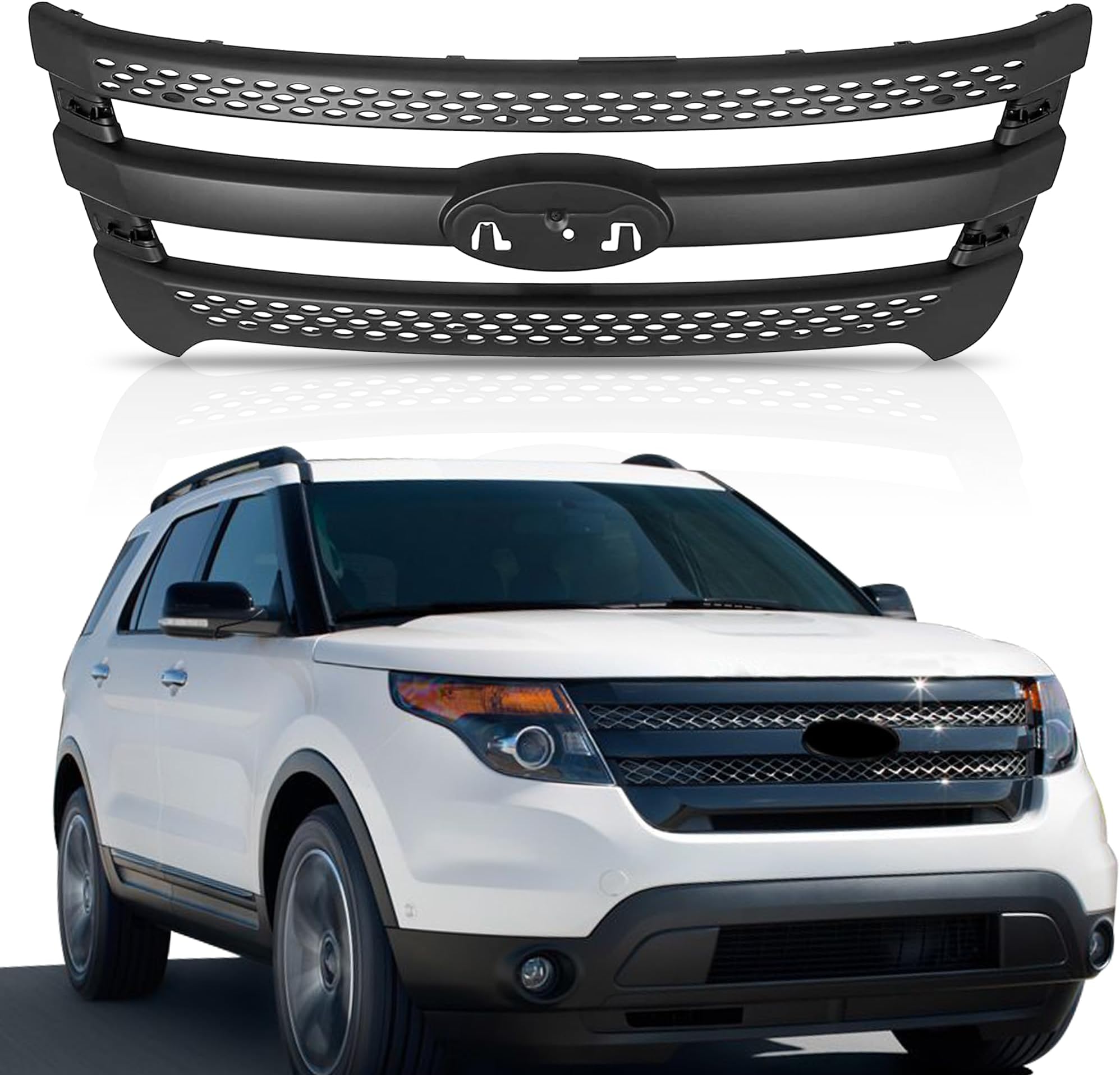 PartsFlow Front Bumper Grille Grill For 2011 2012 2013 2014 2015 Ford Explorer For 2013 2014 2015 Ford Police Interceptor Utility FO1200533C