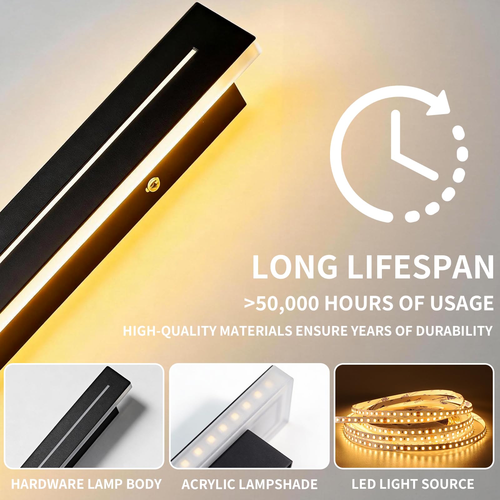 Aplique pared interior con Control Remoto,10W 1100LM lampara led,40CM lampara pared Regulable,3 Temperaturas De Iluminación,lampara de pared para Dormitorio Salón Escalera Pasillos(Negro)