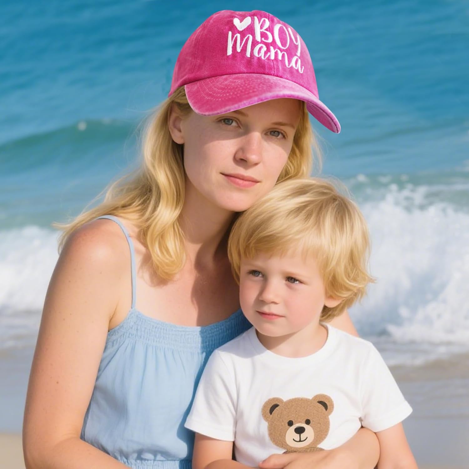 Embroidered Mama Hat for Women, for Mom, Boy Mama Girl Mama Adjustable Washed Cotton Baseball Cap - Image 6
