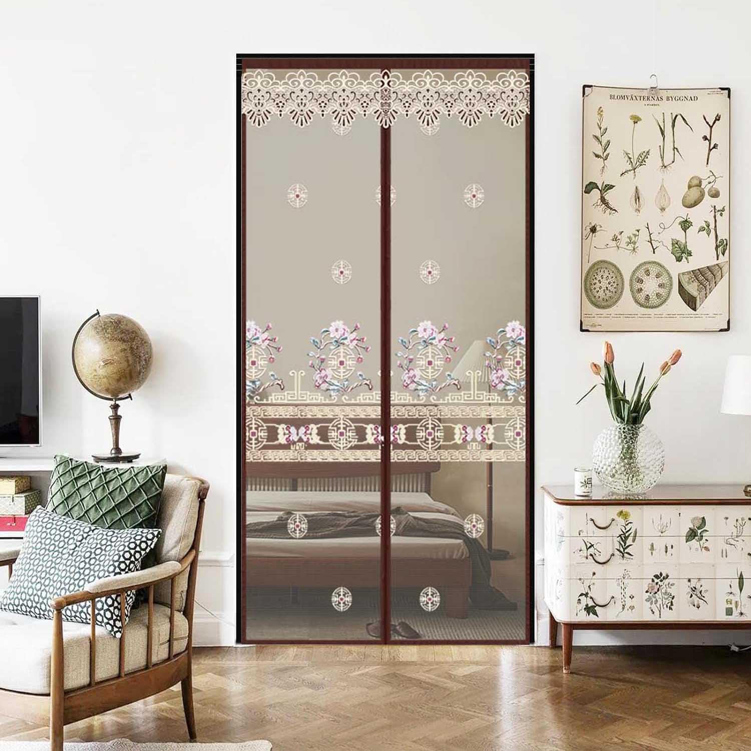 Moustiquaire magnétique 200x220cm marron pour portes coulissantes