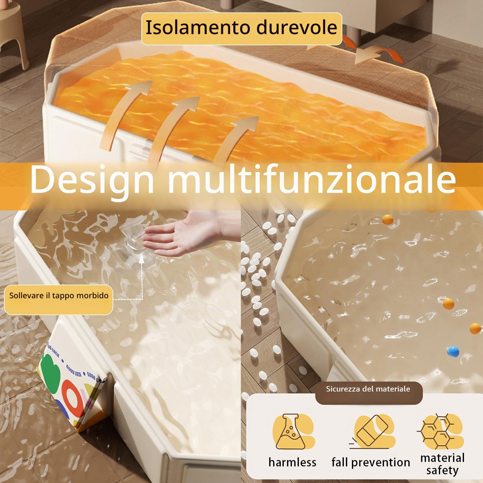 Vasca da bagno pieghevole, vasca da bagno pieghevole per cani con doccia portatile integrata e 3 spazzole da bagno in silicone, vasca da bagno in PVC pieghevole e rinforzata con scarico e piedi di