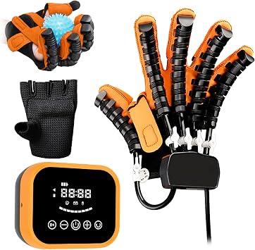 Hand Rehabilitation Robot Gloves,Stroke Hemiplegia Finger Training Device,Self Training Finger Rehabilitation Device,for Hand Dysfunction PatientsSizeS,ColorYellow Left Hand