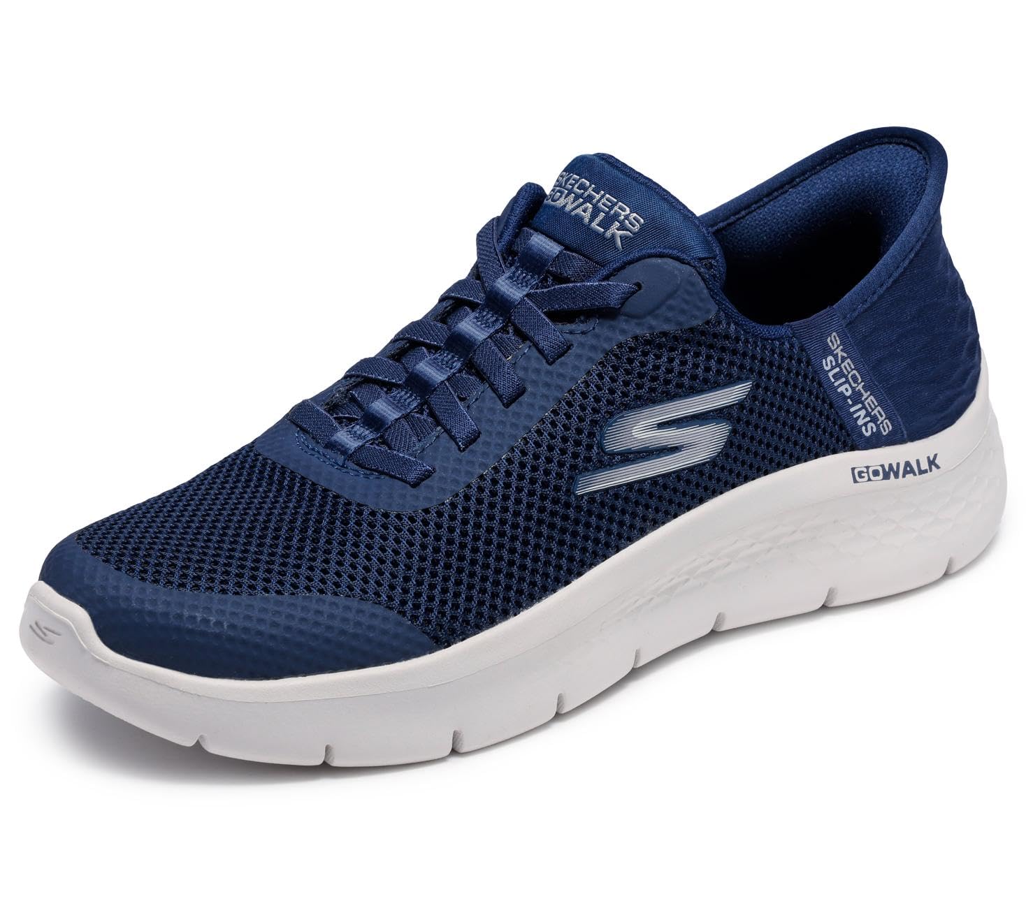 Skechers Femme Go Walk Flex Hands Free Slip-​ins-​Grand Entry Sneaker, Navy Textile/​White Trim, 39 EU