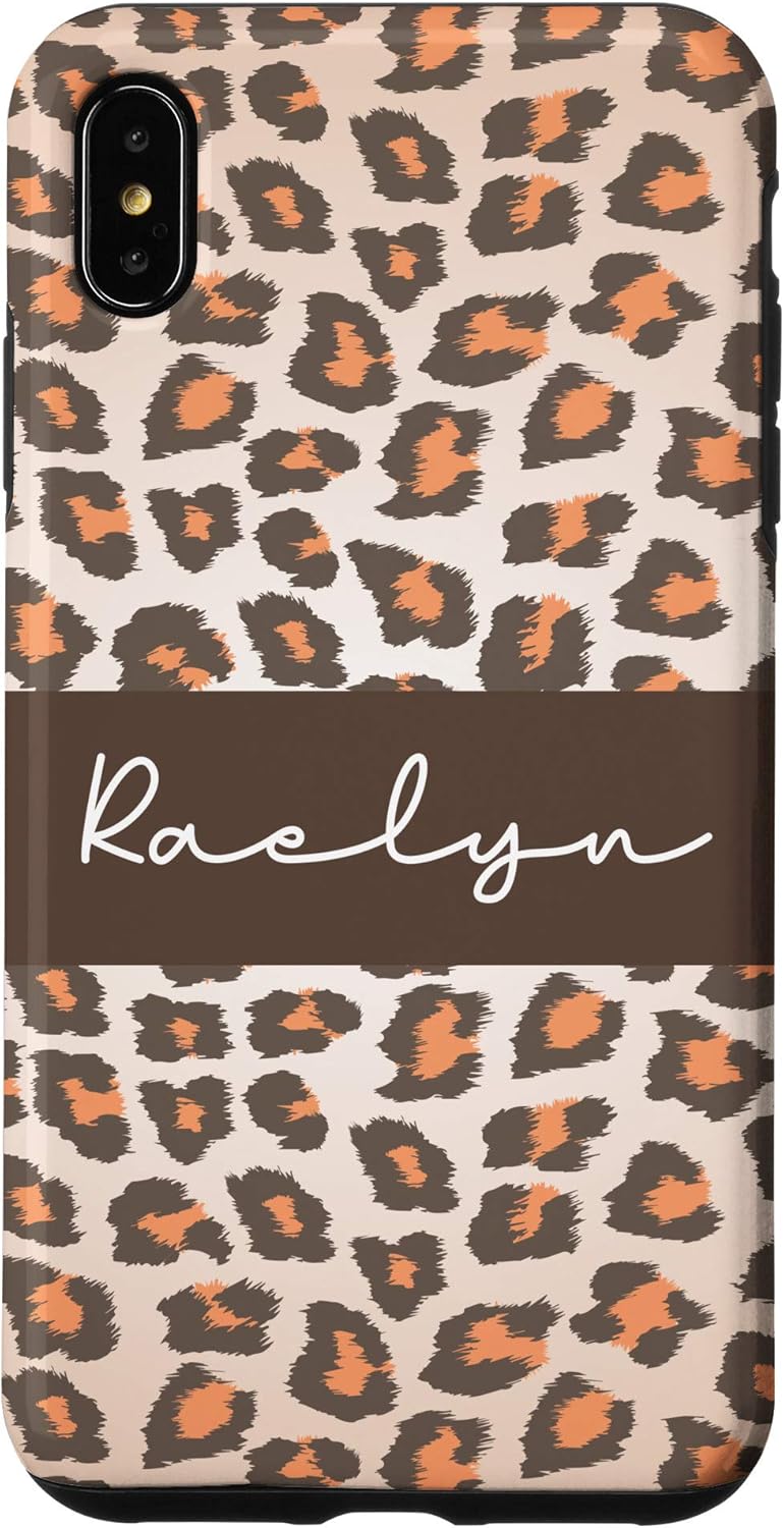 iPhone 12 Pro Max Raelyn Name Personalized Gifts Leopard Print Girls Phone Case