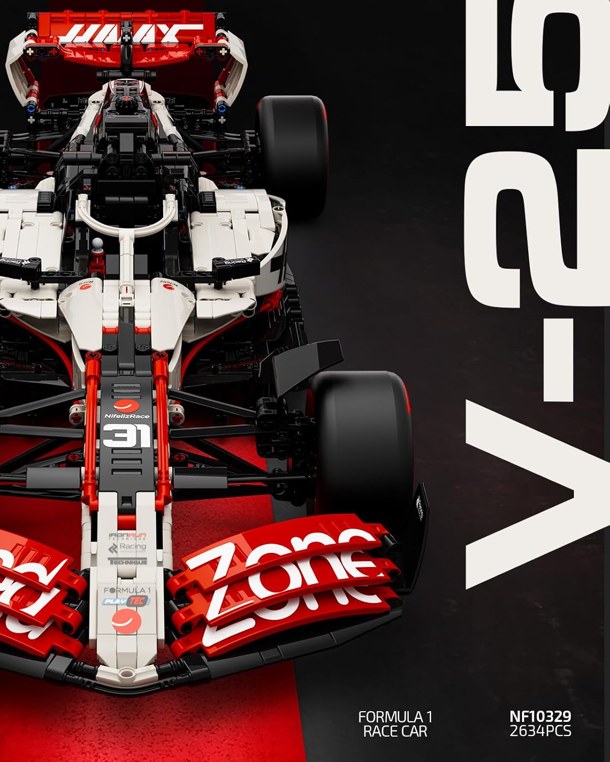 Nifeliz V25 F1 レーシングカーモデルセット、1:8スケールカービルディングセット、大人用、コレクション用、レーシングフ