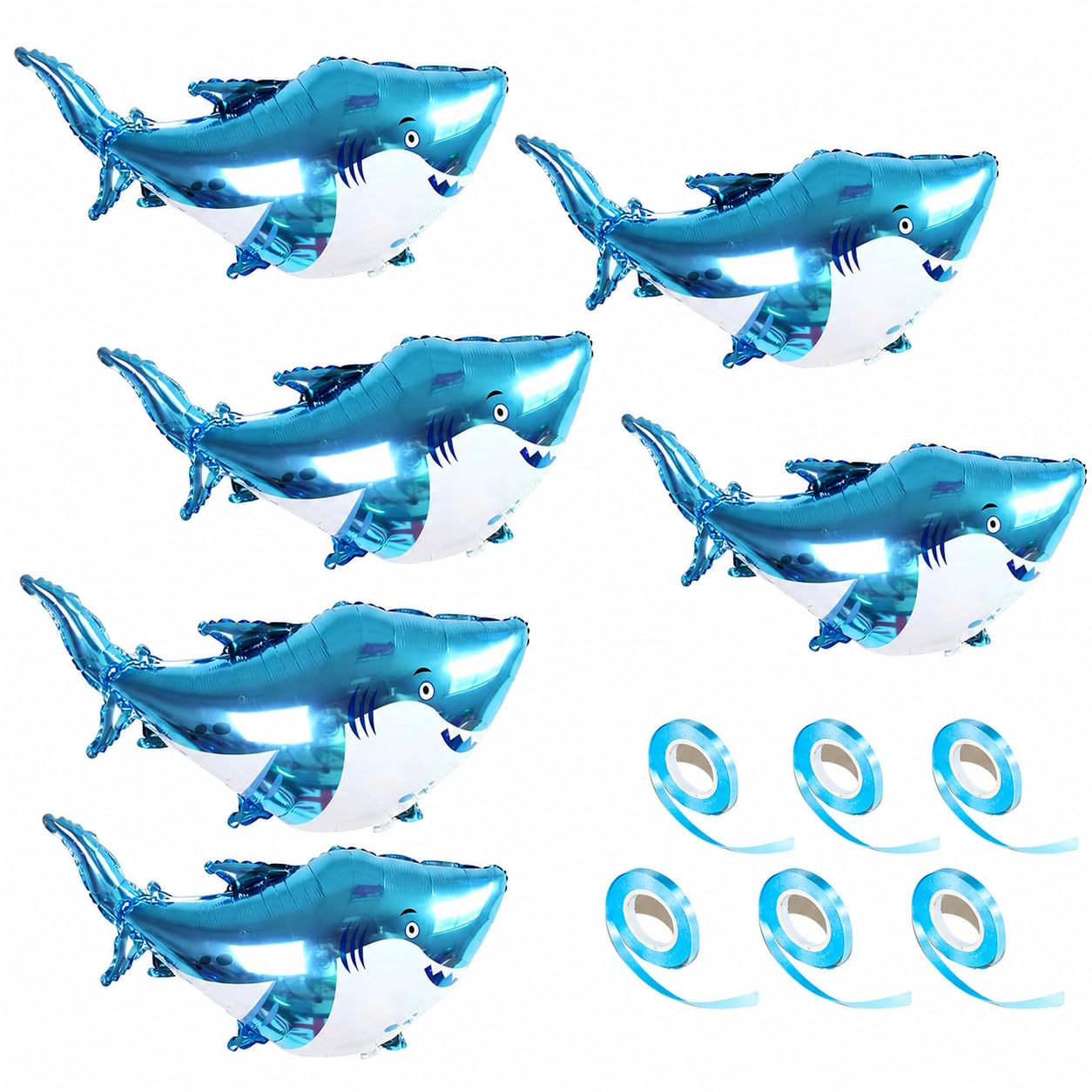 12Pcs Inflatable Shark Balloons, Ocean Party Decor