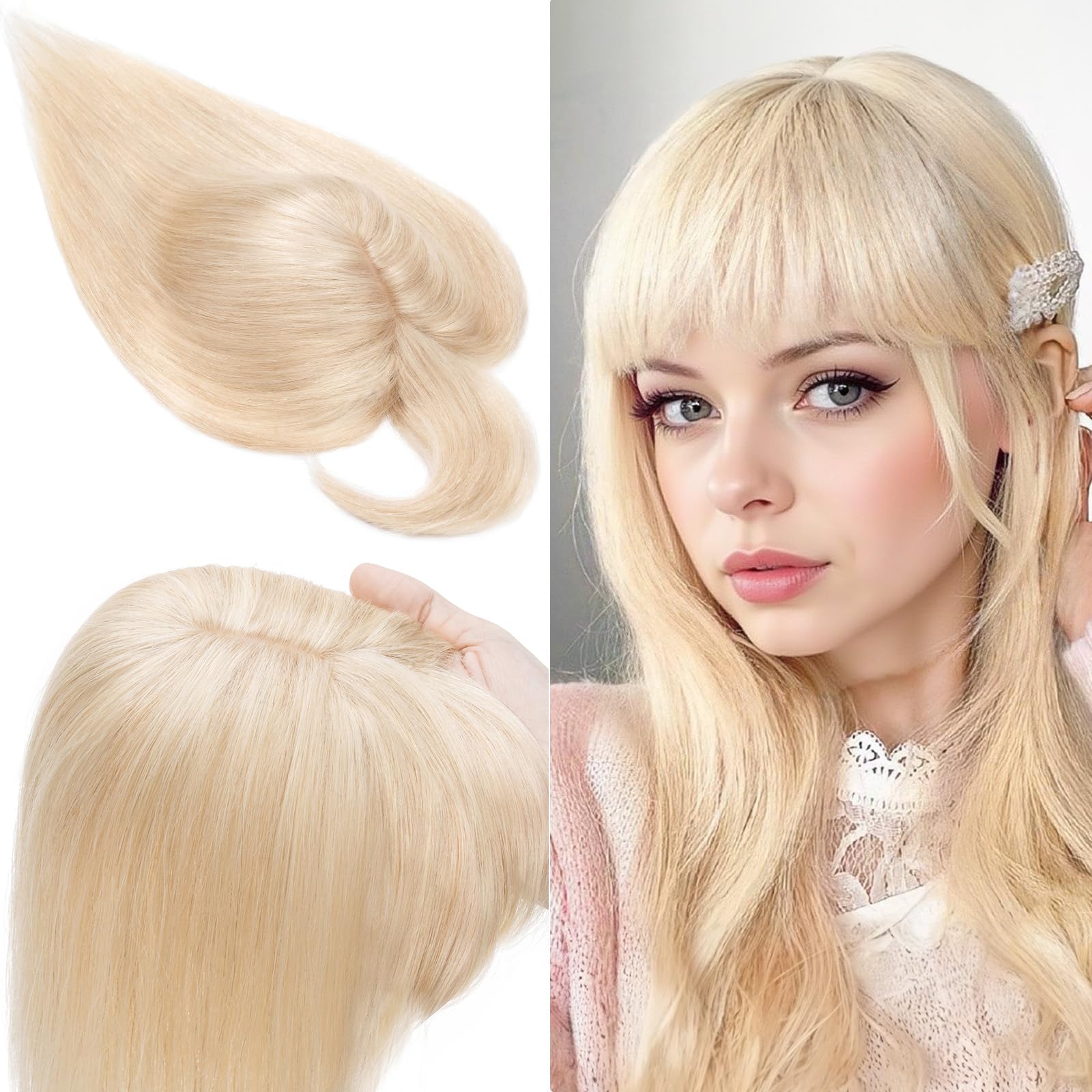 Amazon.com : SEGO 100% Real Human Hair Toppers, with Air  display picture 3