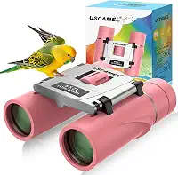 USCAMEL Binóculos compactos 8 × 21 para adultos e crianças, mini binóculos de viagem para observação de pássaros, caça, viagem (rosa)