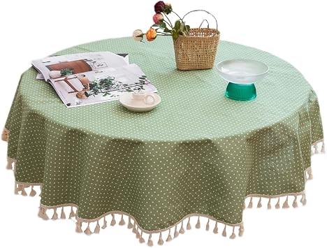 Cotton Linen Round Tablecloth Household Tablecloth Cover Cloth Dustproof Table Mat,B,140 * 300cm
