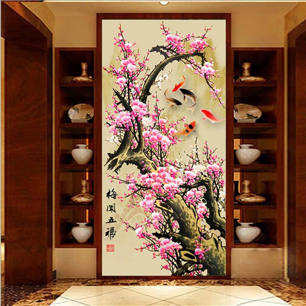 Instarry 5D Diamond Painting Large Size Full Drill Plum Blossom Mosaic Rhinestones Embroidery Living Room Wall Decor Craft Kits 47.2x23.6 inch
