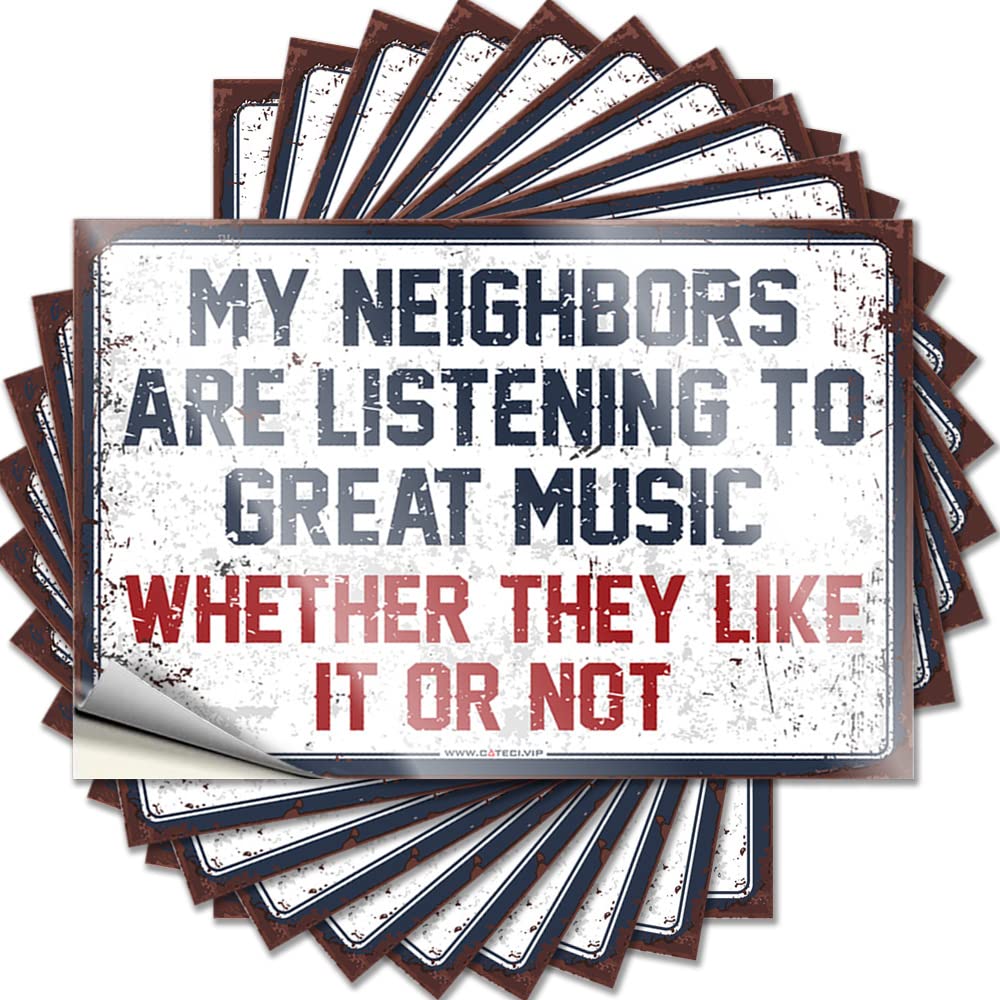 Decals Western Home Decor Vinyl Sticker | My Neighbors are Listening to Great Music Golden for Bike Use(8X12CM)