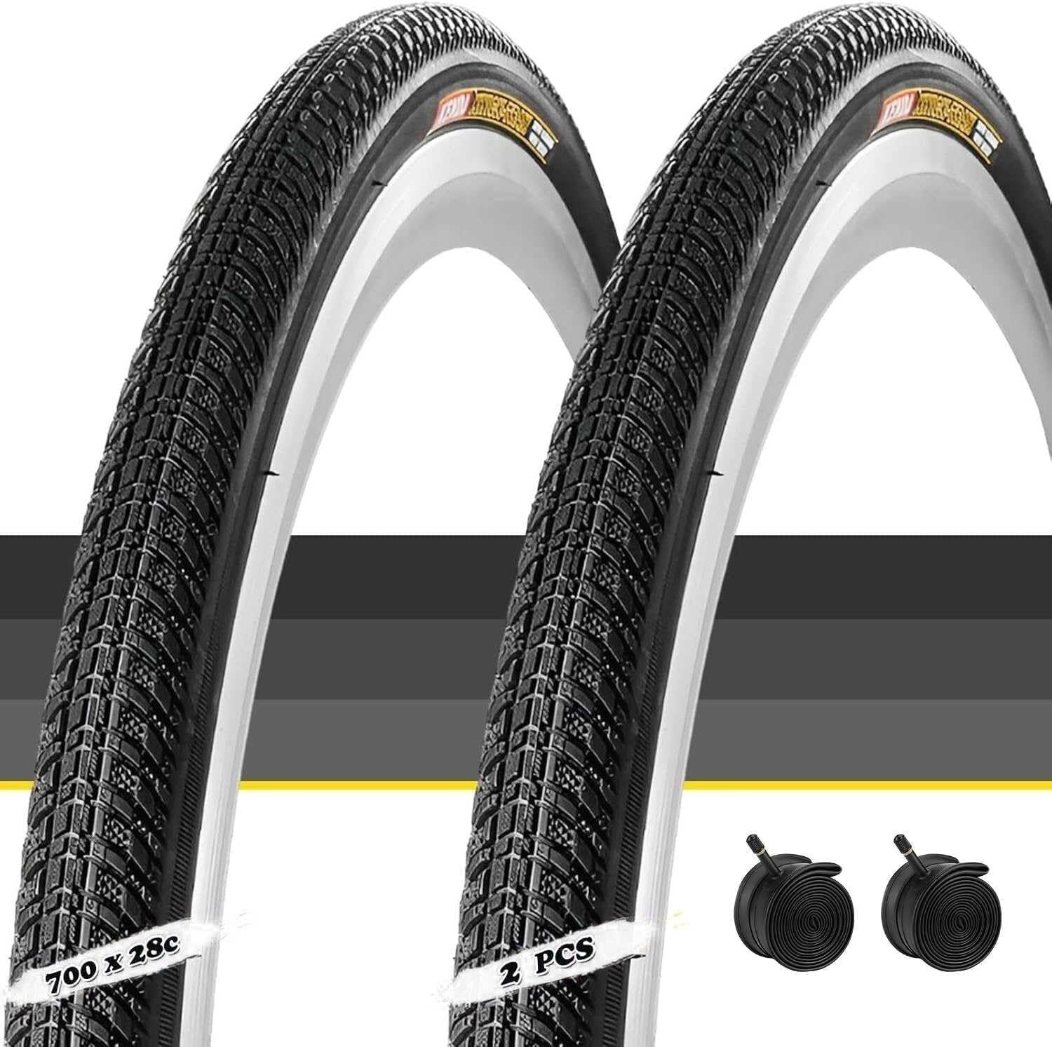 2PC 700x28c Opona Rowerowa Wytrzymała, 700-28c Wysokie Ciśnienie 85 PSI, 700 28 c Lekka Opona 700c do Roweru Szosowego Gravelu(Schrader)