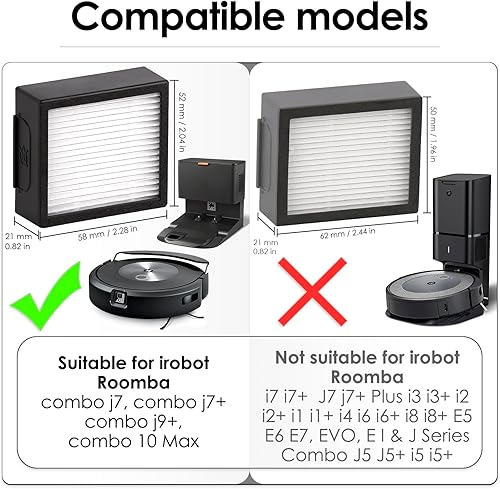Miniatura 2 de (8 piezas) Filtro HEPA de repuesto compatible con iRobot Roomba Combo J7+ PlusCombo j5+ Combo j9+ Robotic Aspiradora HEPA Filtros Kit de accesorios