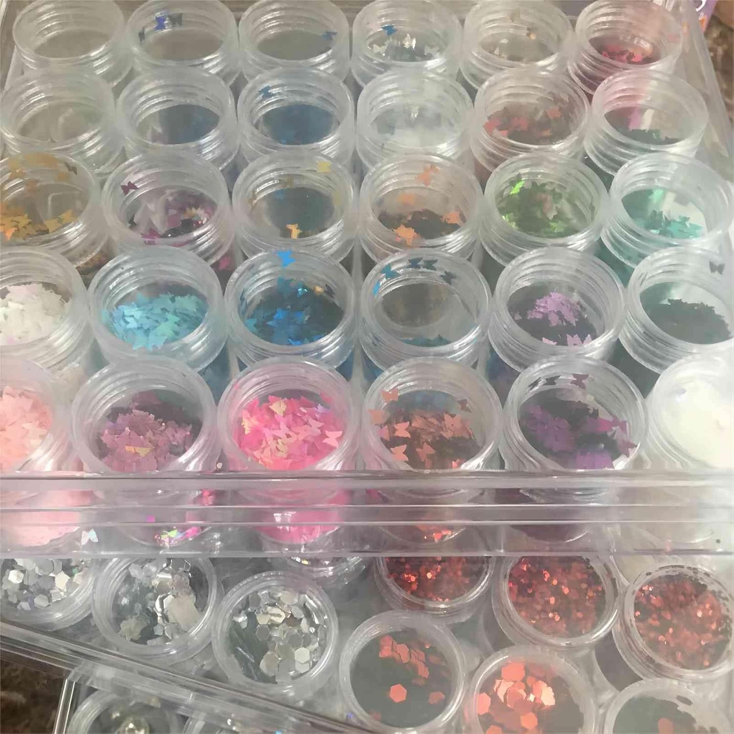 HAKZEON 4 Sets 120 Grids Diamond Painting Storage Box with Lids, Clear Embroidery Diamond Beads Storage Containers, Bead Organizer for Jewelry Art Accessories DIY Craft
