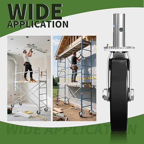 Miniatura 7 de Ruedas de andamio de 8 pulgadas, juego de 4 ruedas de andamio con frenos de bloqueo duales, capacidad de 750 libras por goma para reemplazo de