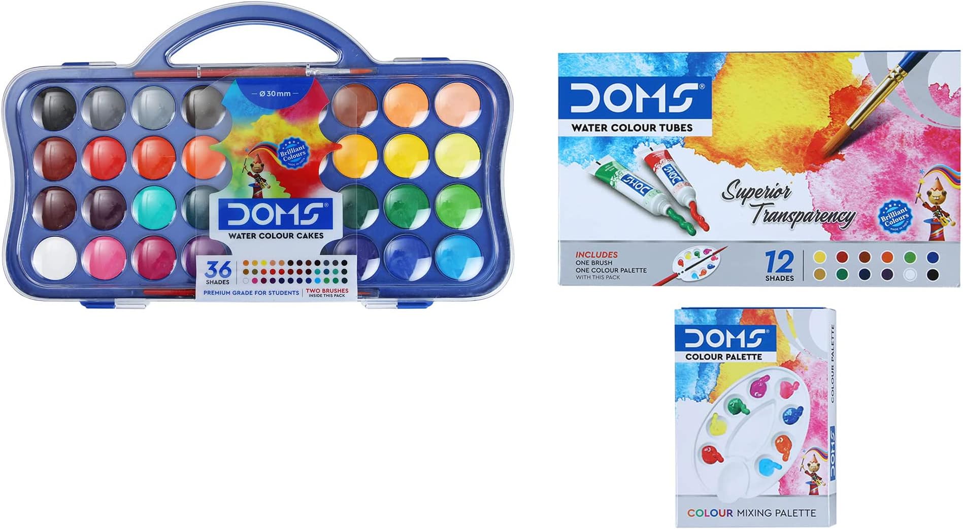 DOMS Water Color Cakes 36 Shades (30 mm) & DOMS Water Color Tube 12 ...