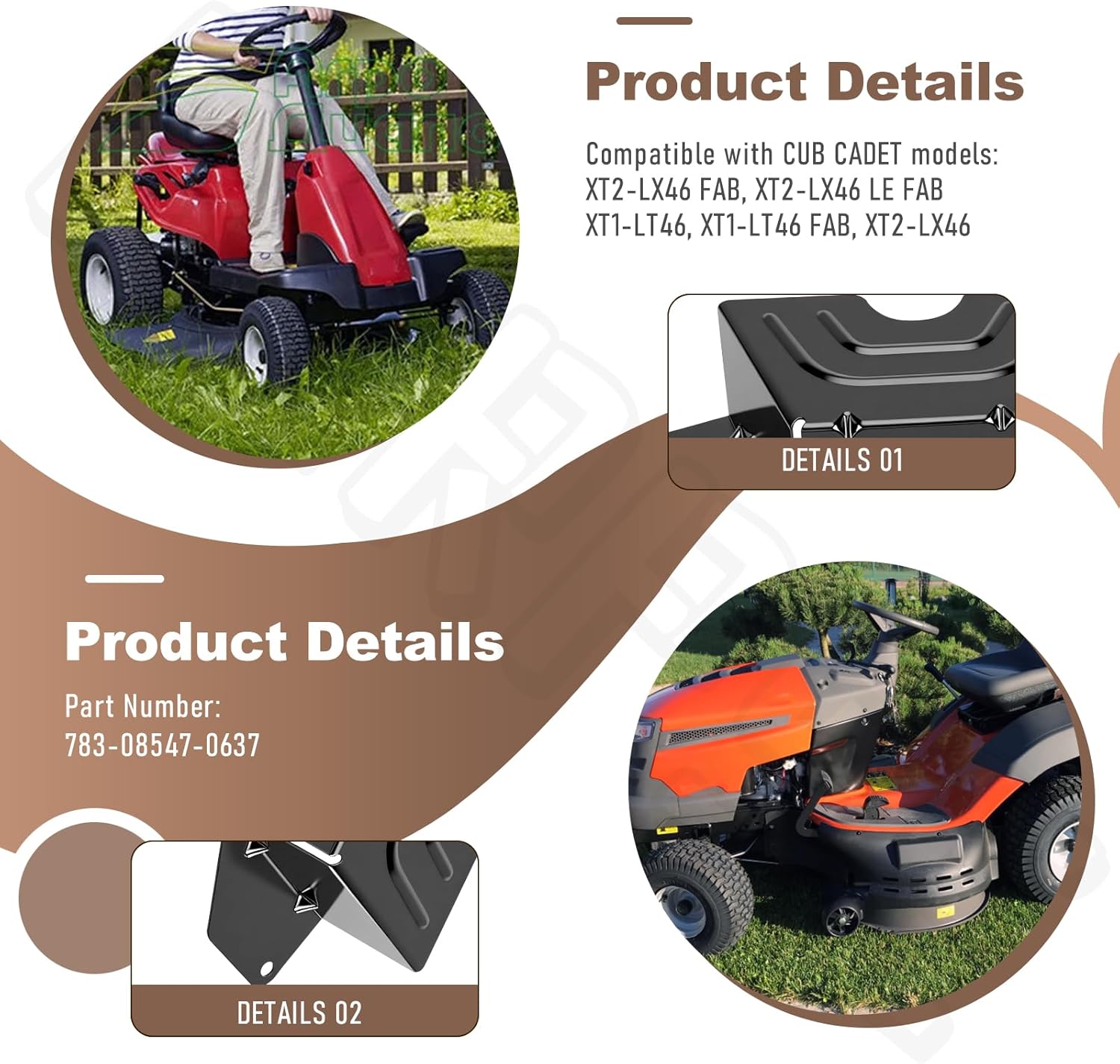 783-08547-0637 46" Deck Belt Cover Compatible with MTD 13AAA1KT066 13AL78KT066 247203744, for Cub Cadet XT1-LT46, XT1-LT46 FAB, XT2-LX46 - Black