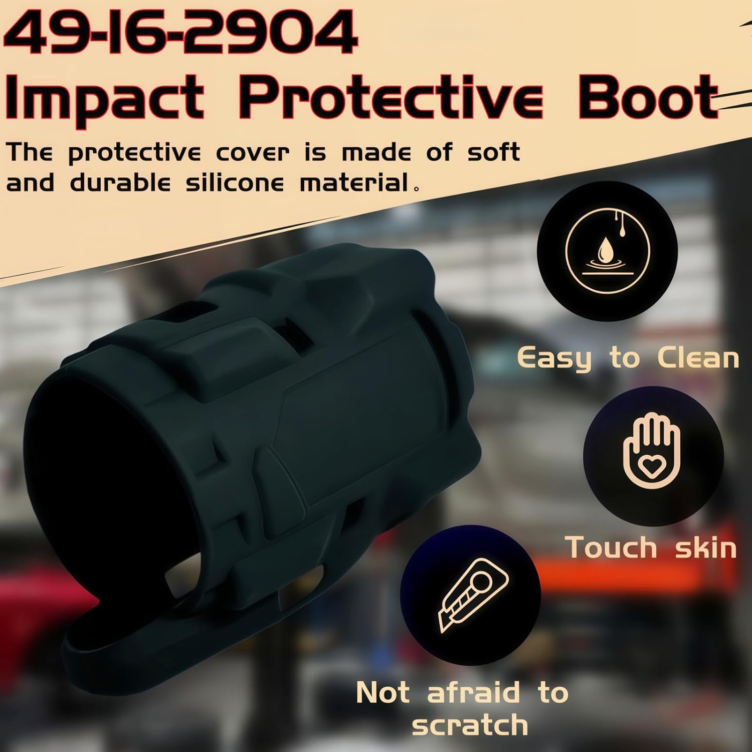 49-16-2904 Protective Boot for M18 FUEL 1/2" Hammer Drill/Driver, Compatible with 2904-20 & 2903-20, Shock-Resistant and Anti-Scratch Protection from Oils & Debris (1 Pack) (Black)