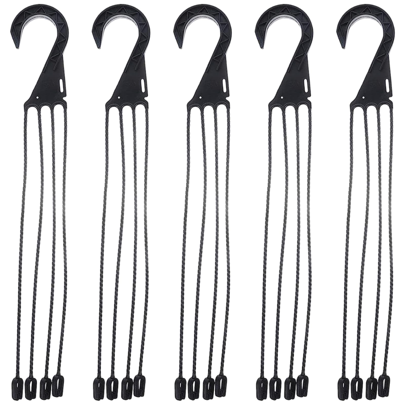 CGTQROVR 5Pcs Hanging Basket Hooks, 17.7 Inch Plastic Hanging Basket Chain with 4 Hooks for Flower Pot, Bird Feeders, Lanterns, Black