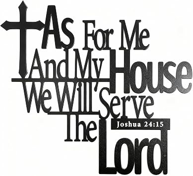 Metal Bible Verses Wall Decor,As For Me And My House Sign Black