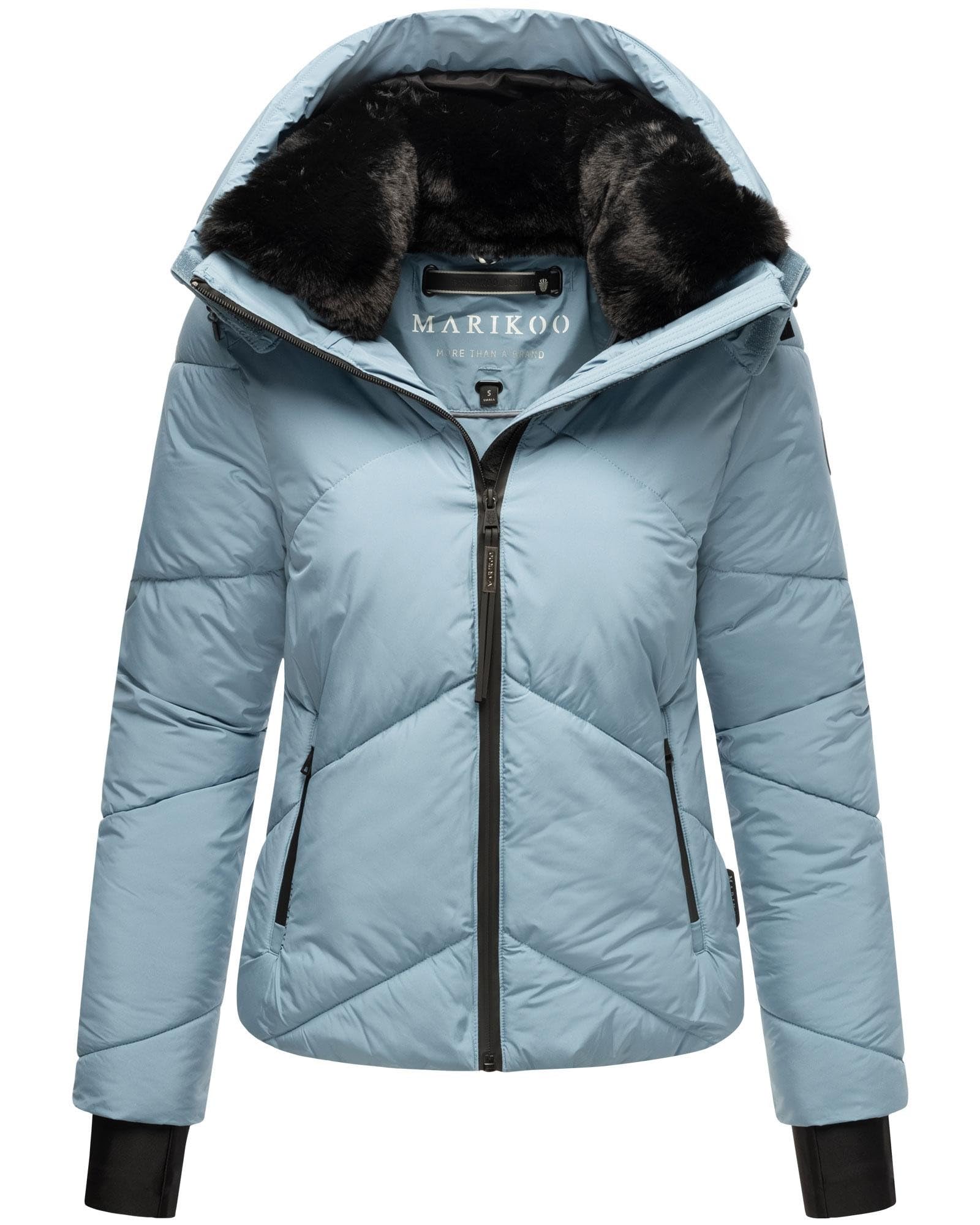 MARIKOO Damen Winterjacke (XS-XXL) - leicht, 4 Taschen, Kapuze mit Reißverschluss abnehmbar, Steppjacke, Warme Jacke Frauen - N007
