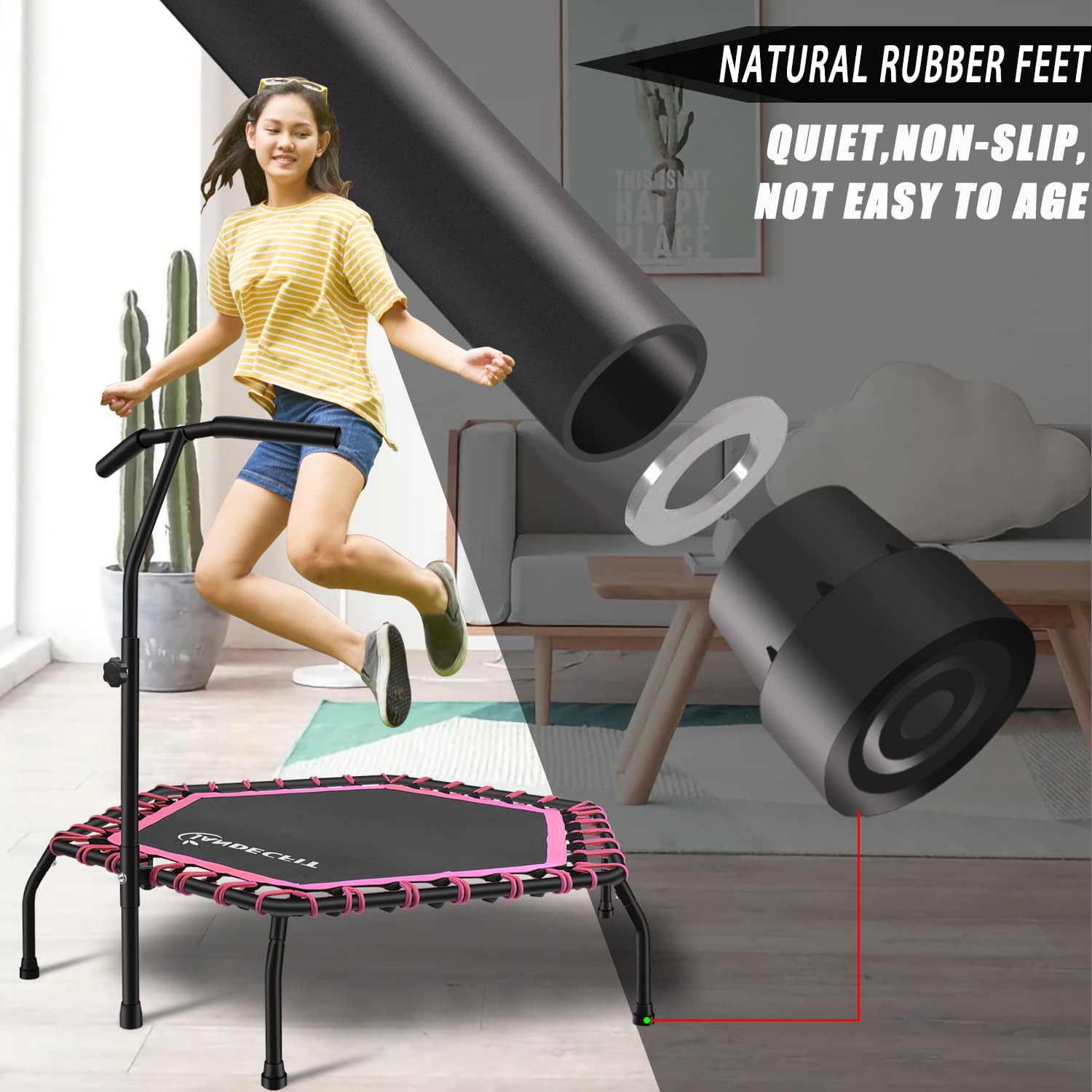 Trampoline De Fitness Pliable 101,6 Cm - Mini Rebondeur Pour Adulte, Intérieur Extérieur, Charge Max 150 Kg, Silencieux Et Doux Pour Les Genoux