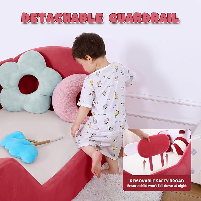 Cama Toddler Redonda con Baranda y Cabecero Redondo, Tamaño Cuna Estándar miniatura 4