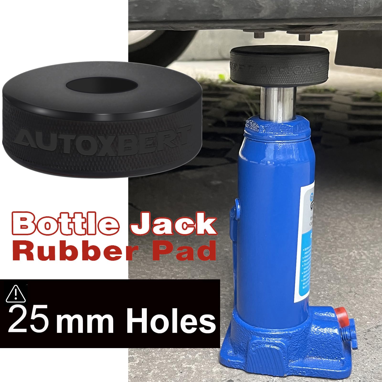 Adattatore jack idraulico bottiglia, protezione scanalata gomma, foro 25 mm fondo, blocco supporto auto, strumento sollevamento maggior parte martinetti