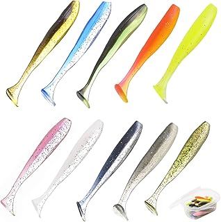 50 Pcs Fishing Lures Fishing Accessories for Freshwater & Saltwater Gear, Eco-Friendly Soft Plastic Fishing Lures for Bas...