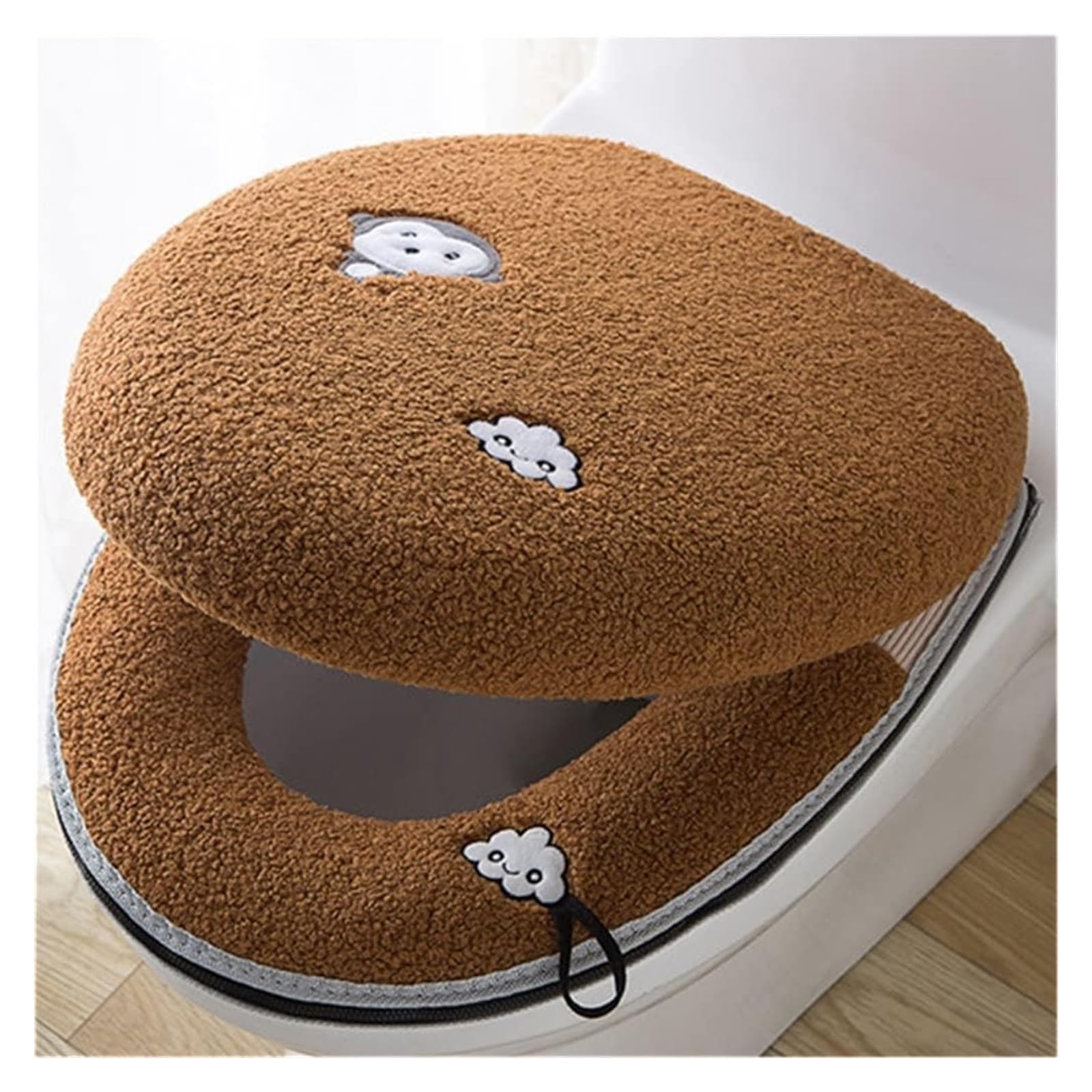 Kfgisd Bruin Cushionset Bathroom Universal 2-Piece Set/Cushion Cover + Cover ，Toilet Seat Covers(Bruin)
