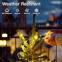 Vista 3 de Homemory Paquete de 2 guirnaldas de 100 luces LED de 33 pies, funciona con pilas, con control remoto, impermeable, 8 modos de luciérnaga, luces