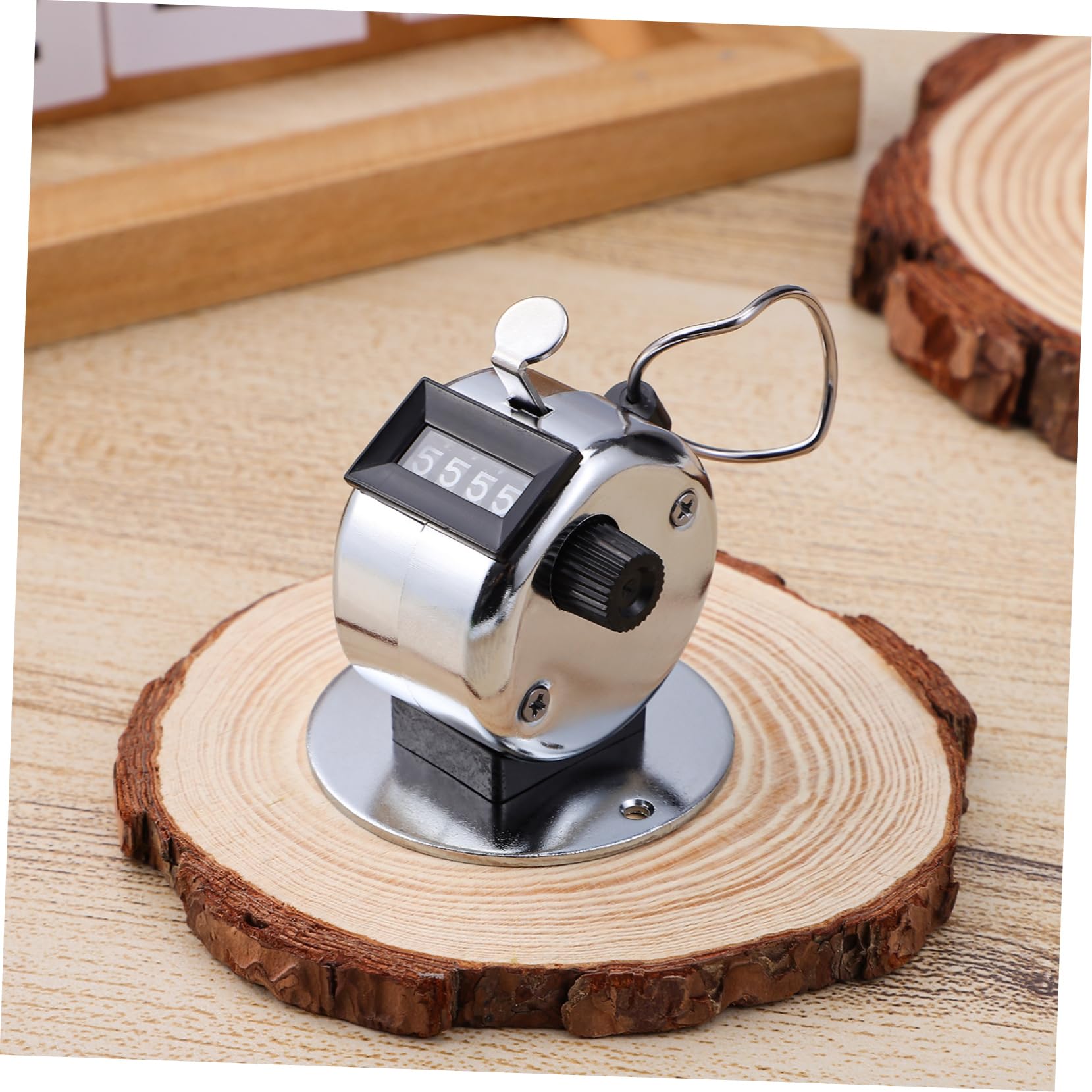 PRETYZOOM 2pcs Counter Manual Portable Clicker for Number Handheld Finger Point Tally Step Clicking Counting Tool Metal Silver