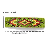 Vista 2 de Pinzas para el cabello con cuentas estilo nativo americano hecho a mano (Verde con pendientes)