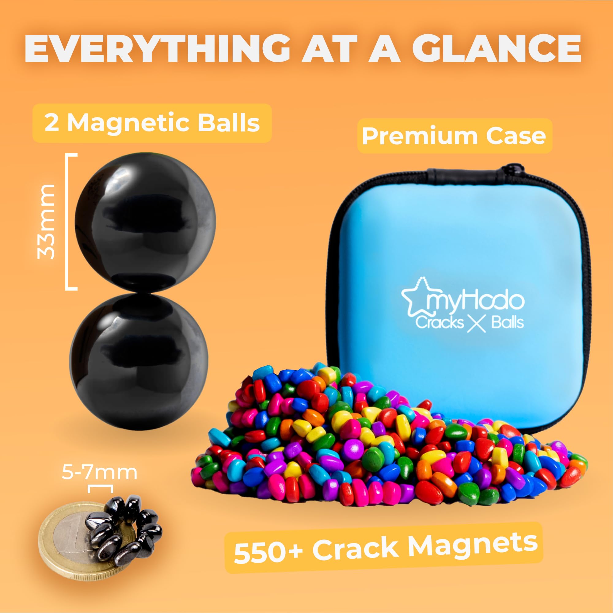 myHodo Crack Magnets Bundle, Multicolor, Magnetic Balls (diameter 33 mm), Crack Magnets (5-7 mm) - Image 2