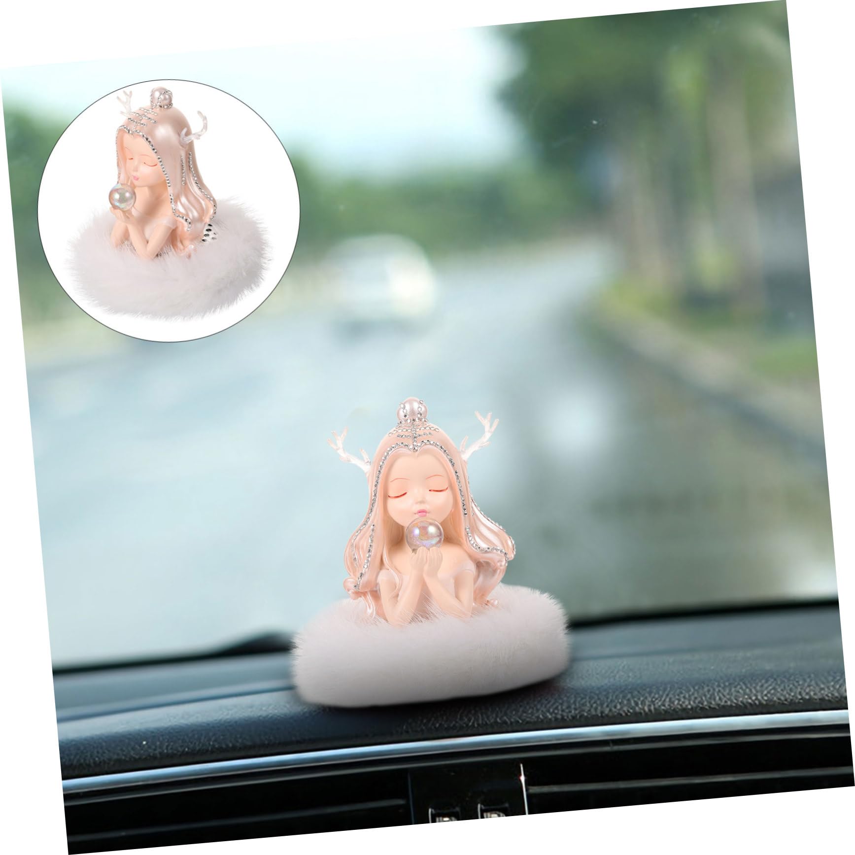Profumatore per Auto Decorativo a Forma di Angelo in Resina e Fibra Base Abbinata, Profumo Persistente per Interni Auto Elegante e Raffinato