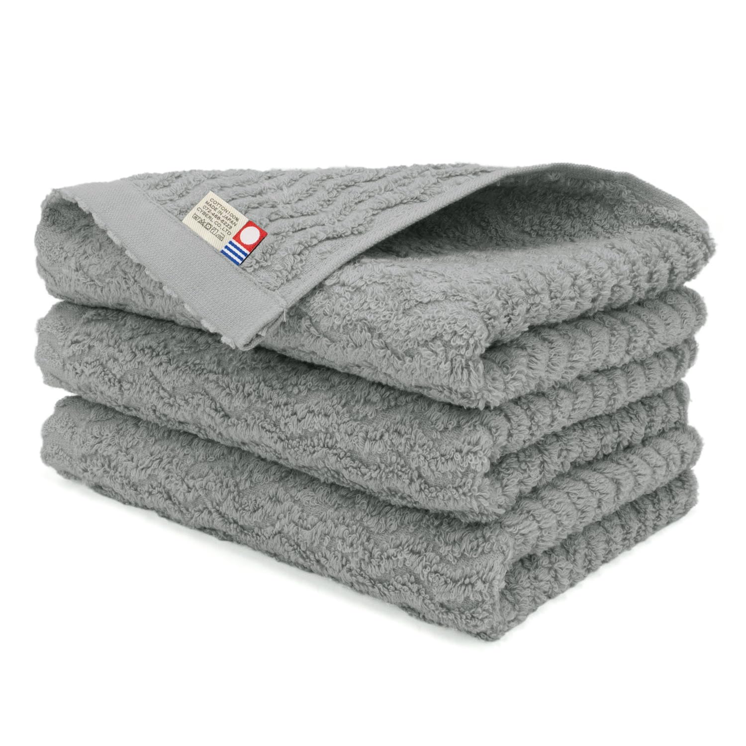 Oruta Face Towel, Imabari, Set of 3, Cotton, Fluffy, Skin-friendly, Absorbent, Made in Japan, Stylish, Cute, Gym, Bath, No Fluorescent Dyes, 13.0 x 33.5 inches (33 x 85 cm), Charcoal : Home & Kitchen