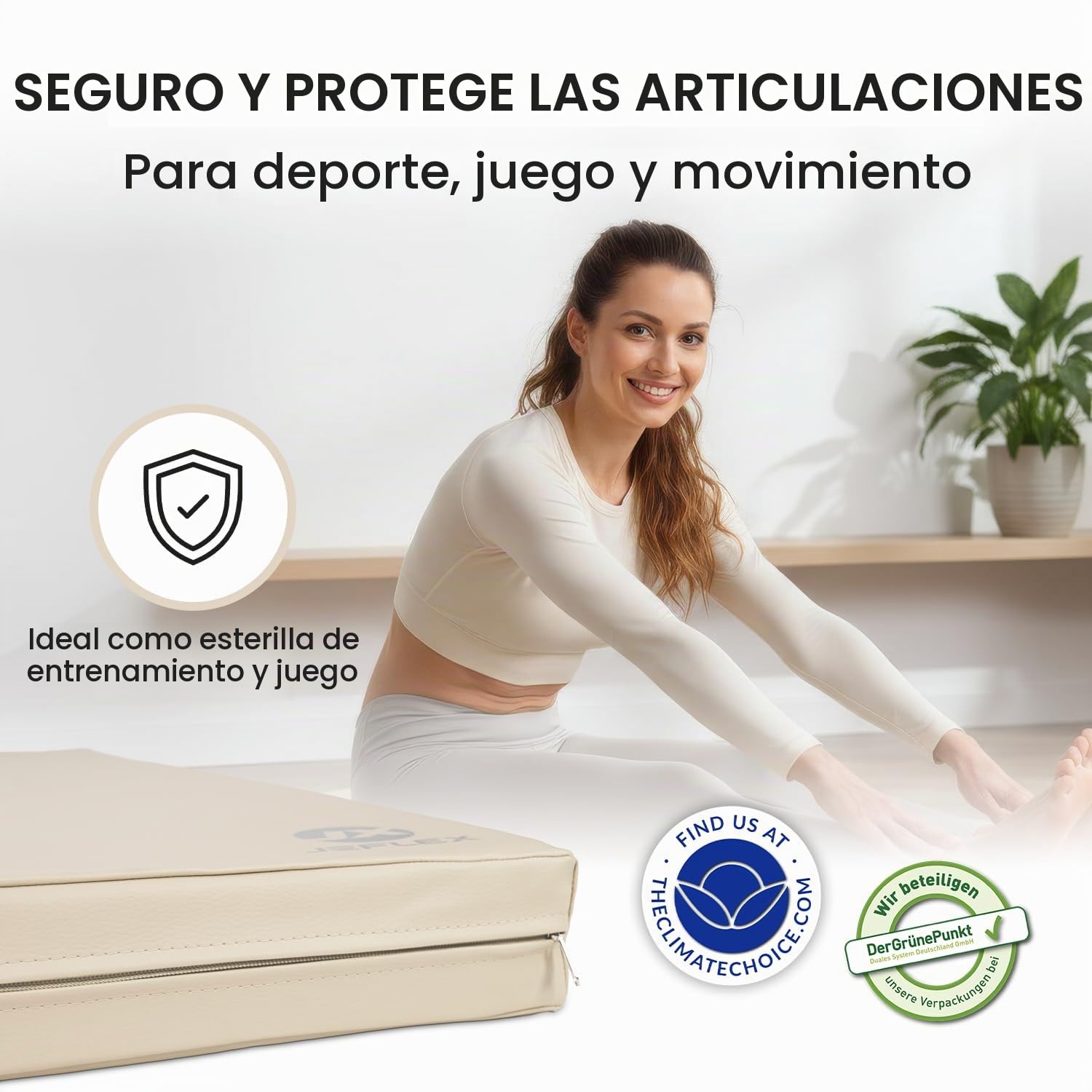 Jeflex - Colchoneta Gimnasia 200 x 100 x 8 cm fabricada en Alemania / Esterilla de gimnasia / Colchoneta multifuncional y esterilla de yoga / Esterilla de juego para habitación de los niños