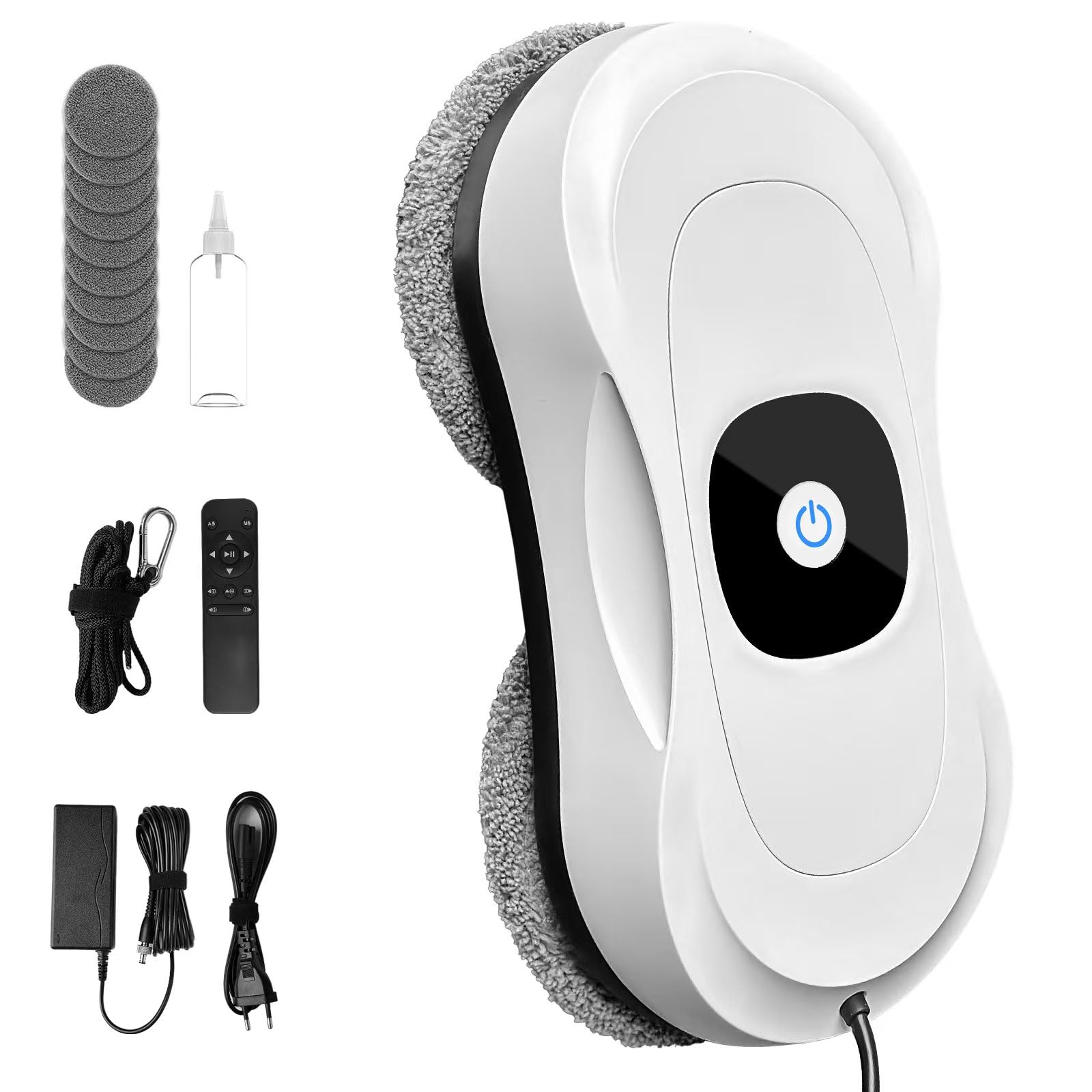 AHWOiHS Robot Window Cleaner 2800Pa Electric Glass Cleaner Electric Window Cleaner Robot with Remote Control, 10 Pieces of Fabric Suitable for Smooth Vertical Surfaces
