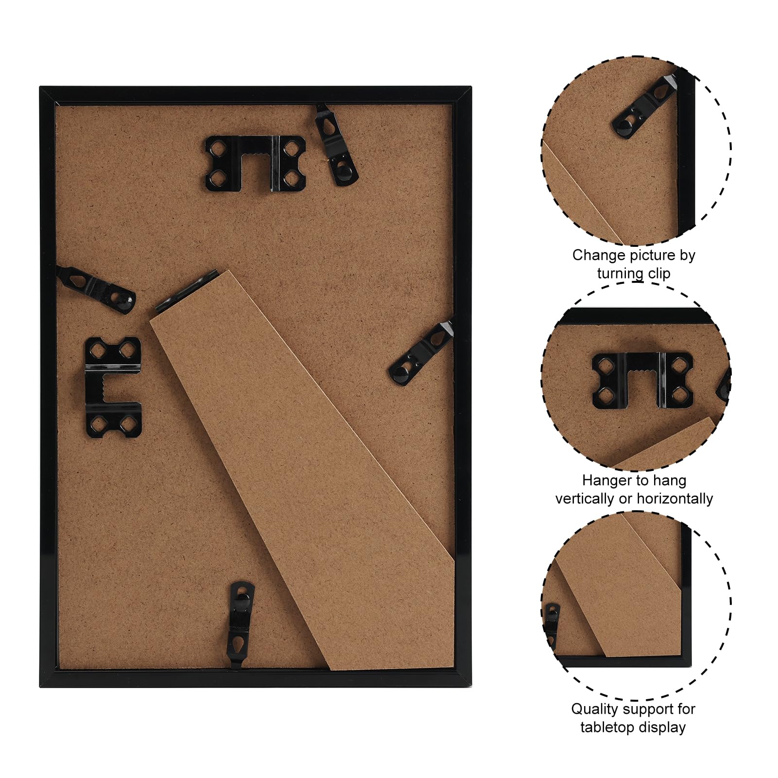 Hoikwo A5 Photo Frame Pack of 3, Black A5 Picture Frame for Wall or Tabletop Display - 14.8x21cm - Image 3