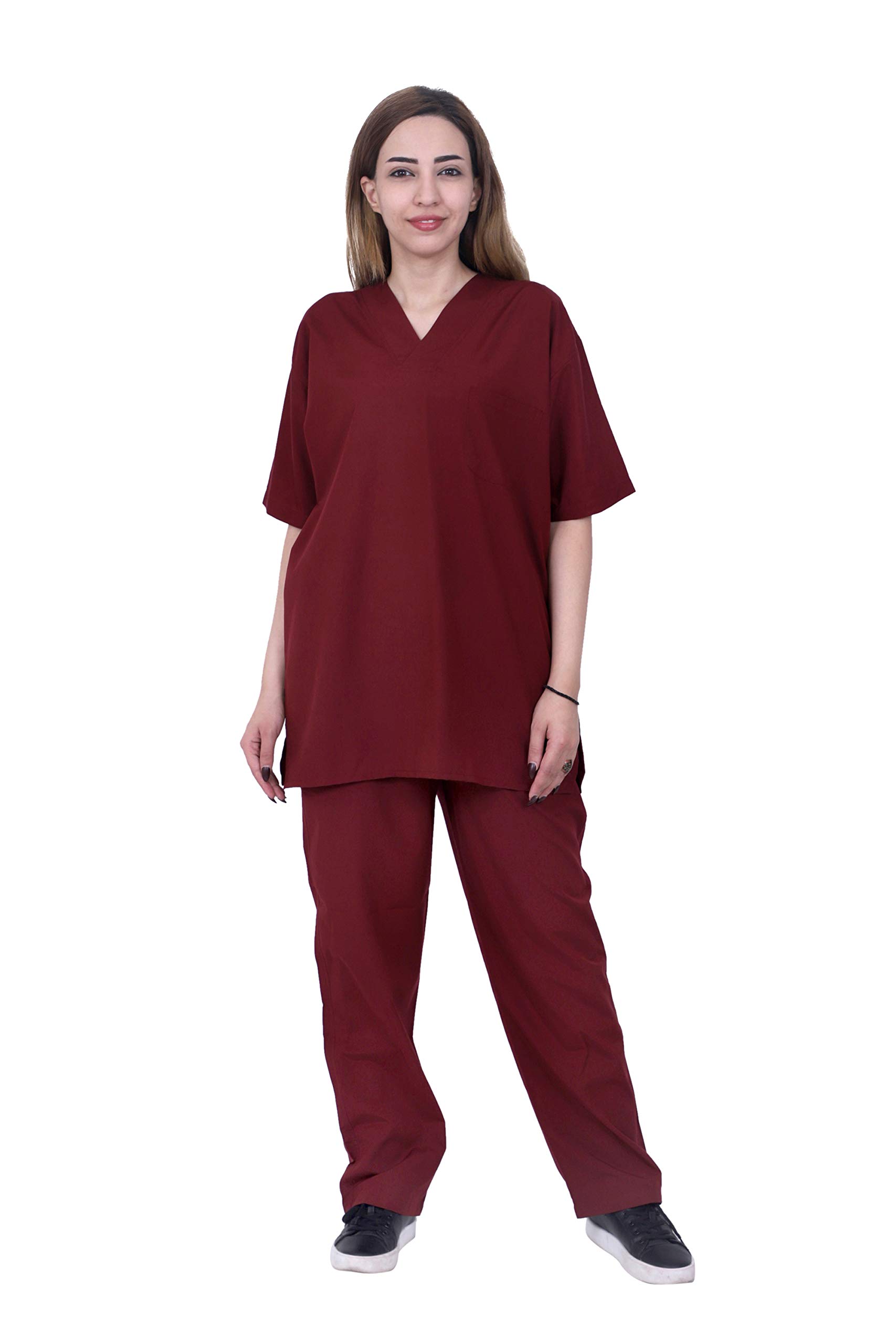 HI - FASHION scrub for Men and Women Polyester Red Half Sleeve Hospital/T-Shirt Pant (A11_Large) (B08MZNC55M) Amazon Price History, Amazon Price Tracker